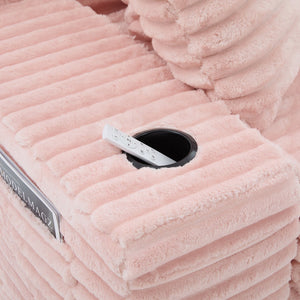 English Elm Oversized Corduroy Cloud Couch Convertible Sleeper Sofa with Memory Foam Seating Pink W395S00121