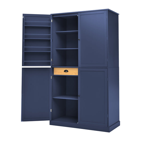 English Elm Topmax Freestanding Pantry Cabinet Blue Mdf with Drawers Door Shelves SP000046AAC