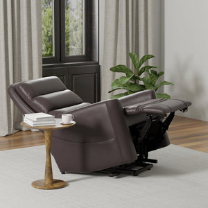 English Elm Faux Power Lift Chair with Premium Faux Leather, USB Charging, Side Pockets & Quiet Motor Recline Dark Brown B339P409526