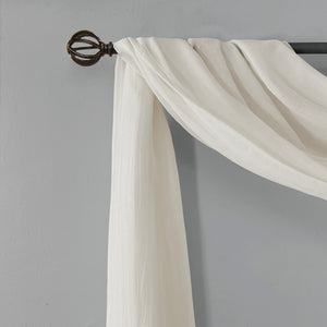 English Elm Solid Solid Crushed Sheer Scarf 42x216" Madison Park Harper White Textured Drapery Scarf Tabs Included B03598164