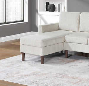 English Elm 3pc Sectional Sofa Set with Dual Chaises Corduroy Upholstery Modern Square Arms Tapered Legs Cozy Comfort Beige 47 L x 18 W x 58 H B011P340110