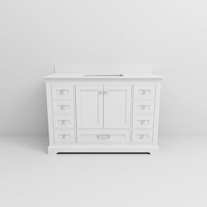 English Elm White 48 in. Single Bath Vanity with White Quartz Top, Solid Wood, Soft-Close Drawers, Storage B2731P258207