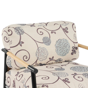 English Elm 27.56" Minimalist Accent Chair Padded Cushions Black Metal Wood Armrest Seating N767P215306W
