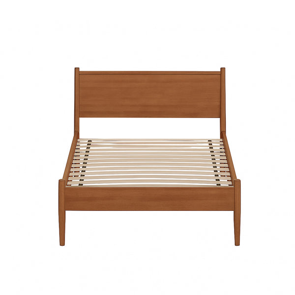 English Elm Mid-Century Twin Platform Bed In Warm Oak Finish – Stylish, Durable Design For Small Spaces! B016S00021