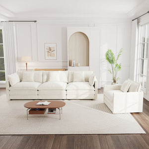 English Elm 3-piece Chenille Sectional Sofa Set Modern Deep Seat Living Room Apartment Seating W714S00558