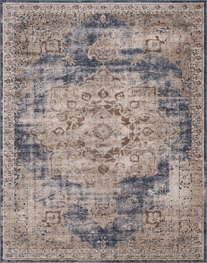 Unique Loom Chateau Roosevelt Machine Made Border Rug Slate Blue, Beige/Brown/Cream/Gray/Tan/Ivory 8' 0" x 10' 0"