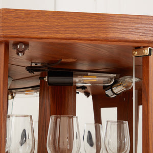 English Elm Lighted Corner Curio Cabinet - Elegant Dark Oak Display Case For Collectibles, Glassware & Decor W1758P300106