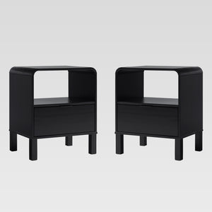 24" Rounded Edge 1 Drawer Nightstand - Set of 2 Black ELIB4CBL-2PK Walker Edison