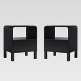 24" Rounded Edge 1 Drawer Nightstand - Set of 2 Black ELIB4CBL-2PK Walker Edison