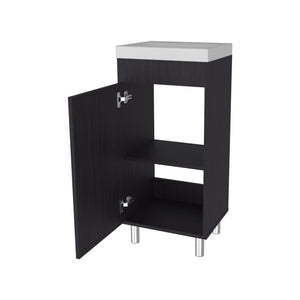 English Elm FM Floating Bathroom Vanity with Integrated Sink and Soft-Close Cabinet for Sleek Modern Storage Wenge 33.5 L x 18.9 W x 11.4 H B128P335853