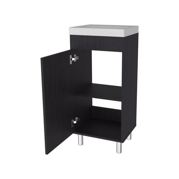 English Elm FM Floating Bathroom Vanity with Integrated Sink and Soft-Close Cabinet for Sleek Modern Storage Wenge 33.5 L x 18.9 W x 11.4 H B128P335853