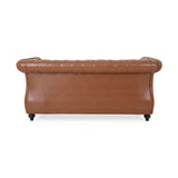 Christopher Knight Home® - Noble House - Silverdale Traditional Chesterfield Loveseat, Cognac Brown and Dark Brown