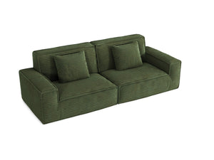 English Elm 106.3 Inch Large Striped Fabric Compression Sofa - Modern Green Comfort For Living Room & Bedroom W3147S00020