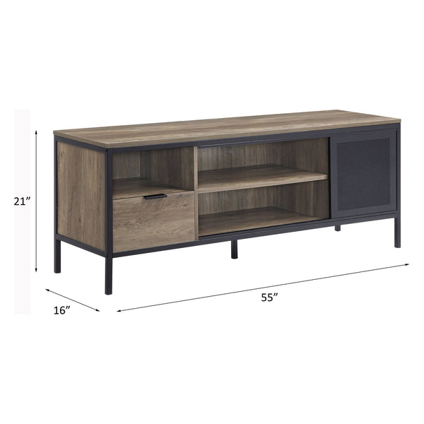 English Elm Rustic Industrial Water Pipe 2-Shelf TV Stand with 4 Cabinets, Cord Management for 60" TVs Rustic B062P209414
