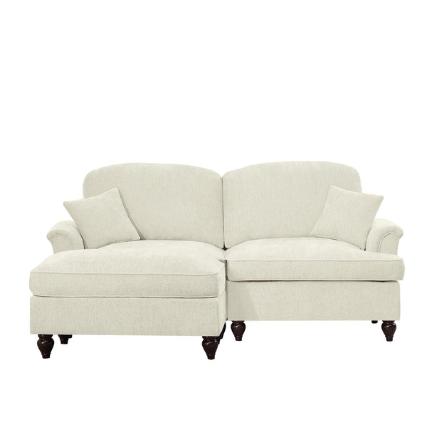 English Elm Elegant Mid Century Large Two-Seater Modular Sofa With Removable Skirts & Movable Ottoman - Beige W3041S00344