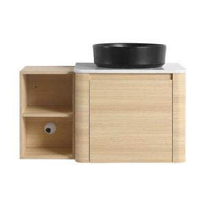 English Elm 36'' Wall-Mounted Bathroom Vanity With Artistic Ceramic Sink, Soft-Close Door & Space-Saving Storage W999S00468