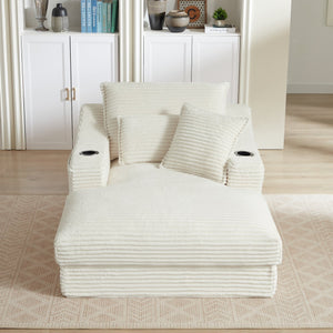 English Elm 47.24 Plush modern compression sofa with S-curve arms, cup holders, cotton lumbar pillow and deep seat comfort White W3396P373286