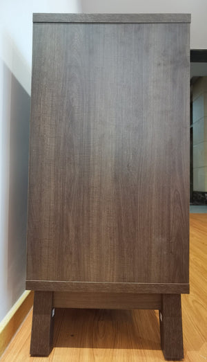 English Elm Vintage Retro Sideboard Buffet Cabinet with 4 Doors, Thick Top, Solid Wood Legs, Adjustable Shelves, Brown W1706P234057