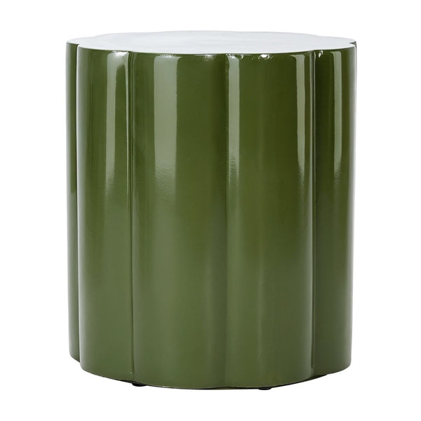 English Elm High-gloss Sculptural Outdoor Side Table Mgo Weather Resistant Patio Accent Green N768P371797G