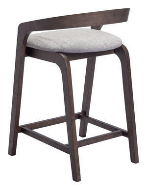 Zuo Modern Troy Counter Stool Set Of 2 - Chic Dove Gray Fabric & Espresso Wood Frame For Modern Spaces Gray 100% Polyester,Rubberwood 110399-zuo-modern