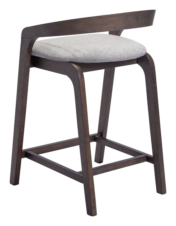 Zuo Modern Troy Counter Stool Set Of 2 - Chic Dove Gray Fabric & Espresso Wood Frame For Modern Spaces Gray 100% Polyester,Rubberwood 110399-zuo-modern