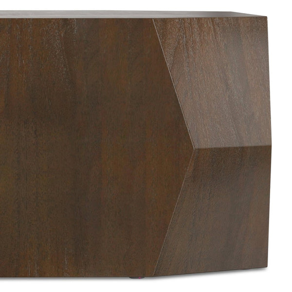 English Elm Eisley Acacia Veneer Coffee Table Geometric Base Walnut Finish Low Profile Living Room B136P429078