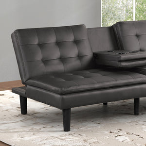 English Elm Futon Modern convertible sofa bed with chrome-reinforced metal legs, foam cushions, sleek engineered frame Gray 44 L x 37 W x 15 H B2741P363836