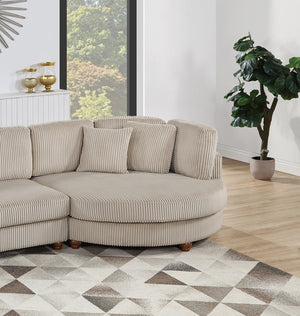 English Elm Contemporary 3pc Sectional Set with USB Charging, Corduroy Upholstery, Storage Ottoman & Pillows Camel 57 L x 57 W x 23 H B011S01283