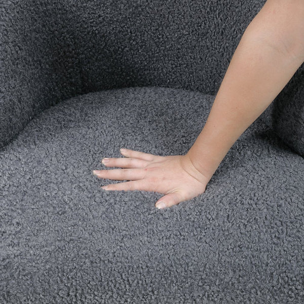 English Elm Luxury Boucle Accent Chair with High-Density Foam, Curved Mid-Century Design, Plush Seat Comfort Dark Gray 26.5 L x 29.5 W x 22 H B011P283279