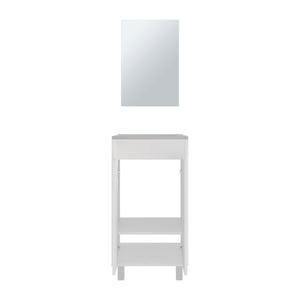 English Elm Bathroom Compact vanity cabinet with sink and mirror, 2-door storage, 2 shelves, 4 legs, engineered durability White 37.01 L x 22.05 W x 12.2 H B097P350300