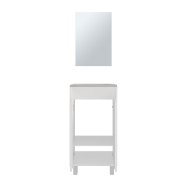 English Elm Bathroom Compact vanity cabinet with sink and mirror, 2-door storage, 2 shelves, 4 legs, engineered durability White 37.01 L x 22.05 W x 12.2 H B097P350300