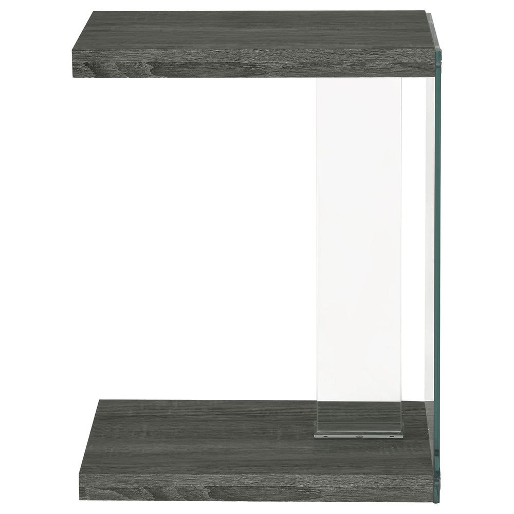 English Elm Sampson Weathered Grey C-Shape Side Table — Rustic Engineered Wood, Space-Saving Slide-Under Design, Durable Finish B062P328686
