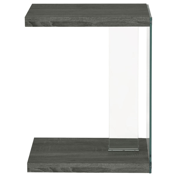 English Elm Sampson Weathered Grey C-Shape Side Table — Rustic Engineered Wood, Space-Saving Slide-Under Design, Durable Finish B062P328686