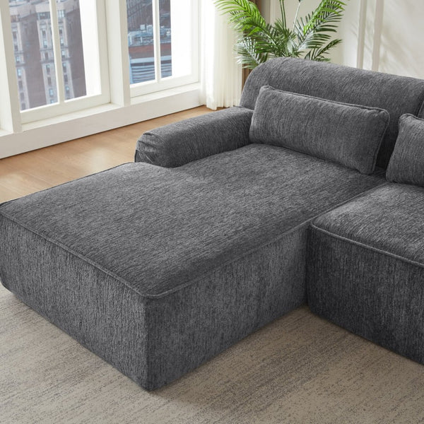 English Elm Chenille Oversized L-shaped Sectional Sleeper Sofa with Tufted Minimalist Design W2339S00069