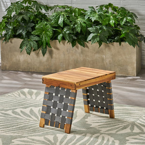 English Elm Christopher Knight Home® - HUNTSVILLE Foldable Side Table - Acacia Wood, Water-Resistant Strap, Woven Accents, Portable Foldable Design помощи 63738.00GRY