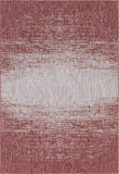 Unique Loom Outdoor Modern Ombre Machine Made Abstract Rug Rust Red, Gray 6' 1" x 9' 0"