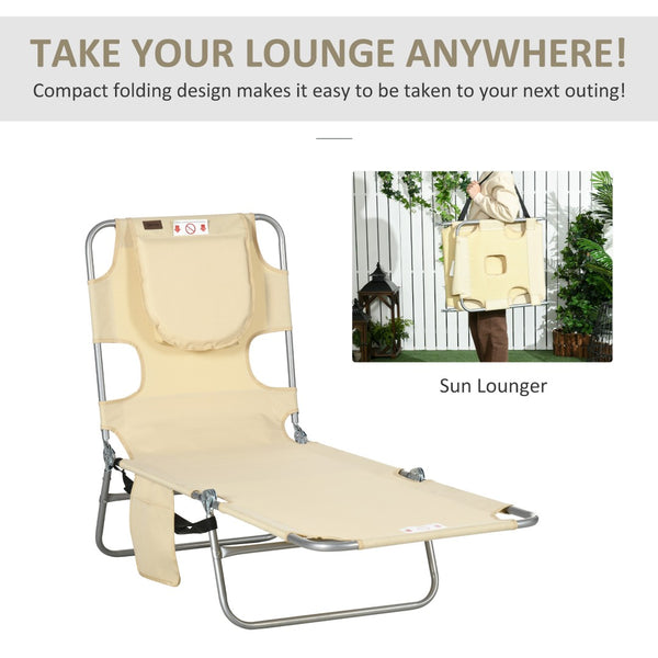 English Elm Outsunny Folding Beach Lounge Chair With Adjustable Backrest & Face Hole, Perfect For Outdoor Relaxation W2225P174380-GIGA