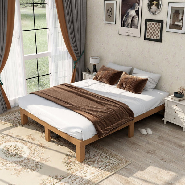 English Elm Queen Solid Wood Platform Bed Low Profile Slat Support No Box Spring Required W1917P169562