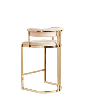 VIG Furniture Munith Plush Beige Velvet Counter Stool With Champagne Gold Base — Modern Round Seat, No Assembly VGZAB9504-BG-BS
