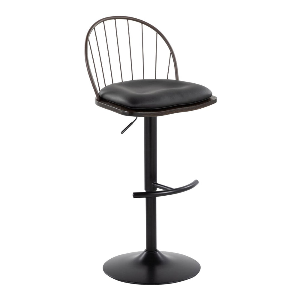 English Elm Adjustable Swivel Barstools Farmhouse Spindle Back Faux Leather Seat Set of 2 B202S01002