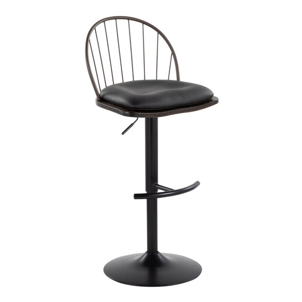 English Elm Adjustable Swivel Barstools Farmhouse Spindle Back Faux Leather Seat Set of 2 B202S01002