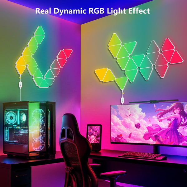 English Elm 20-pack Triangular Rgb Led Wall Panels Modular Music Sync Smart App Gaming Room Lights W2312P466897