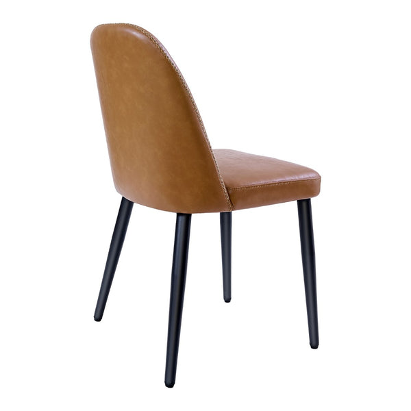 English Elm Beige Pu Leather Armless Dining Chair Set of 4 with Matte Black Iron Legs Modern Brown Yellow T3967P497835