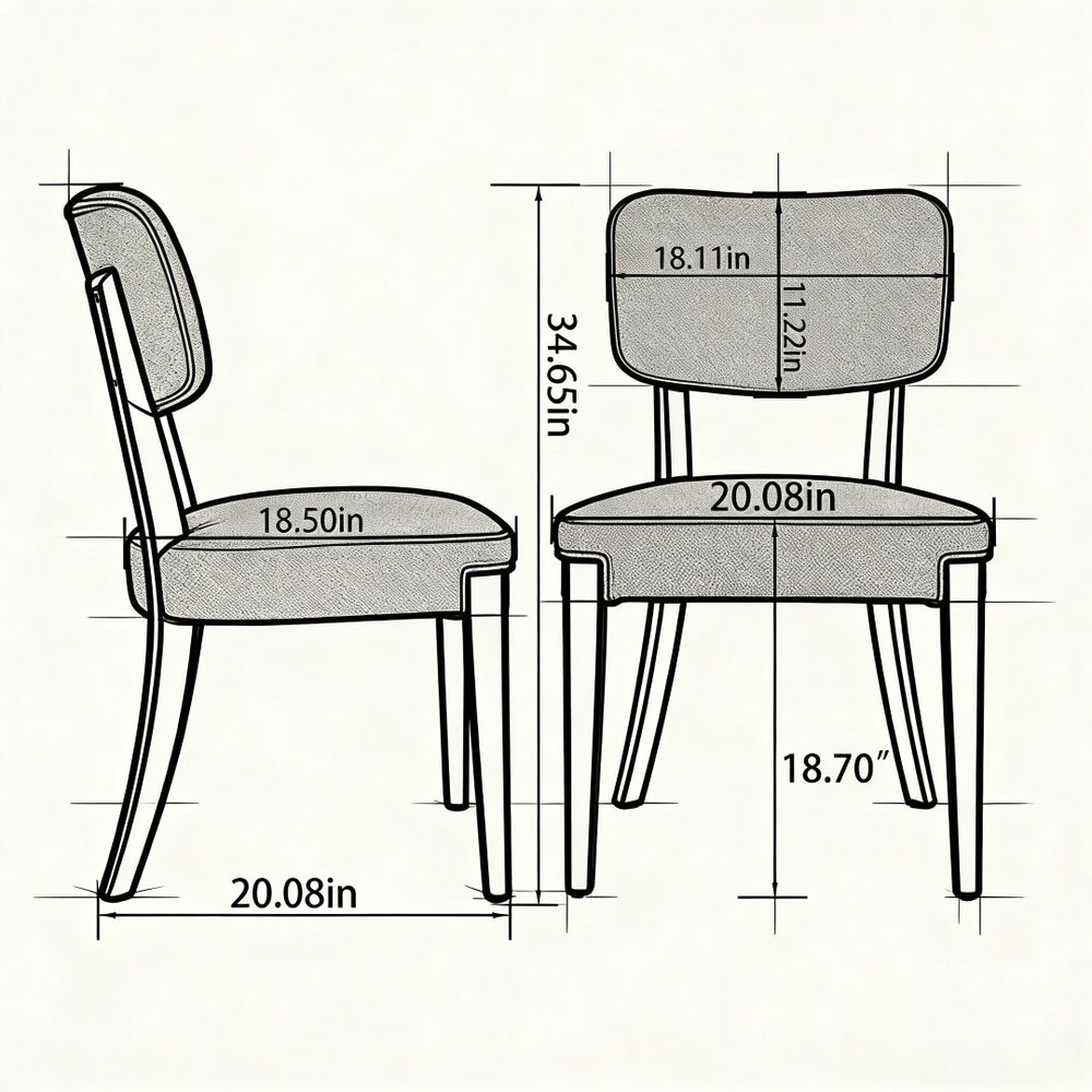 English Elm Modern Armless Upholstered Dining Chairs Rubberwood Legs Contemporary Seating Pair Beige W3426P452784