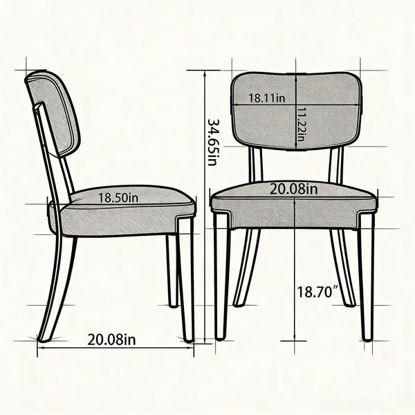 English Elm Modern Armless Upholstered Dining Chairs Rubberwood Legs Contemporary Seating Pair Beige W3426P452784