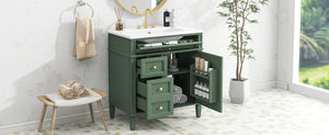 English Elm 30'' Modern Bathroom Vanity With Ceramic Sink, Ample Storage & Soft-Close Drawers For Elegance N710P206904F