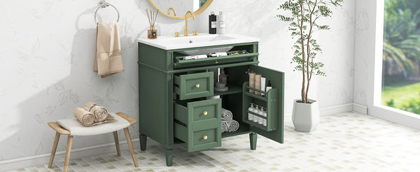 English Elm 30'' Modern Bathroom Vanity With Ceramic Sink, Ample Storage & Soft-Close Drawers For Elegance N710P206904F
