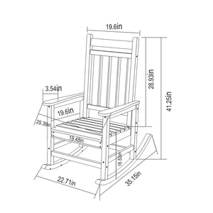 English Elm Outdoor Rocking Chair Set 3-Piece with Side Table, Weatherproof Wood-Texture Resin, Ergonomic Comfort W2103P278567