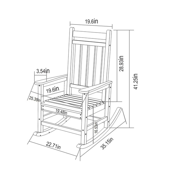 English Elm Outdoor Rocking Chair Set 3-Piece with Side Table, Weatherproof Wood-Texture Resin, Ergonomic Comfort W2103P278567
