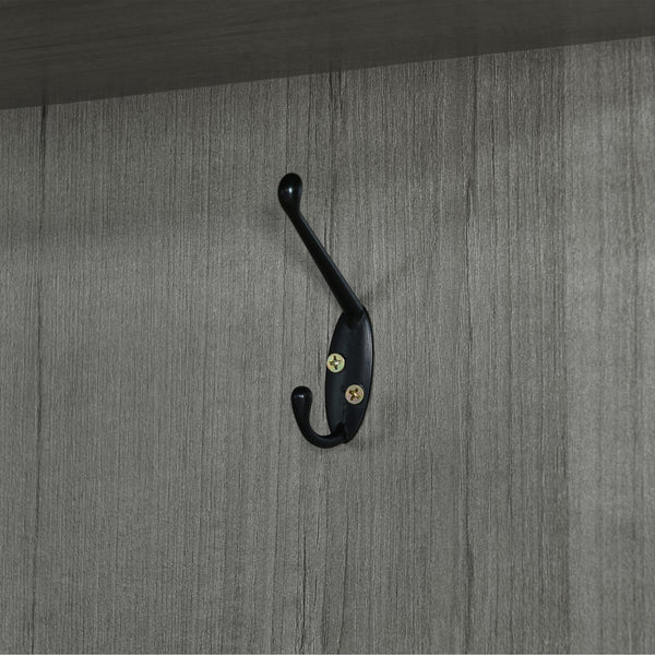 English Elm 4-Door Wardrobe with Full-Length Mirror, Dust-Proof Compartments, Shoe Door & Anti-Tip Safety Features Gray N820S00056E